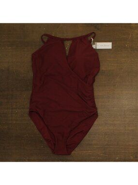 Mimi Flamingo Womens Soleil Solids Ivey One Piece Swimsuit Henna Red 16